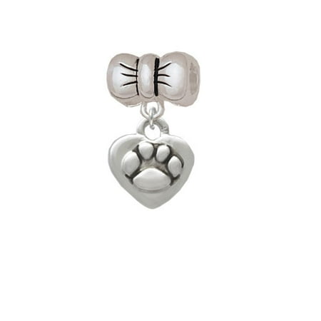 Mini Heart with Paw - Bow Charm Bead
