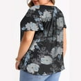 thumbnail image 3 of Pejock Women Plus Size Summer Pleated Ruffle Short Sleeve T-Shirt Loose Casual V-Neck Gradient Color Blouse T-shirt Tops Black C XXL (US Size:12), 3 of 4