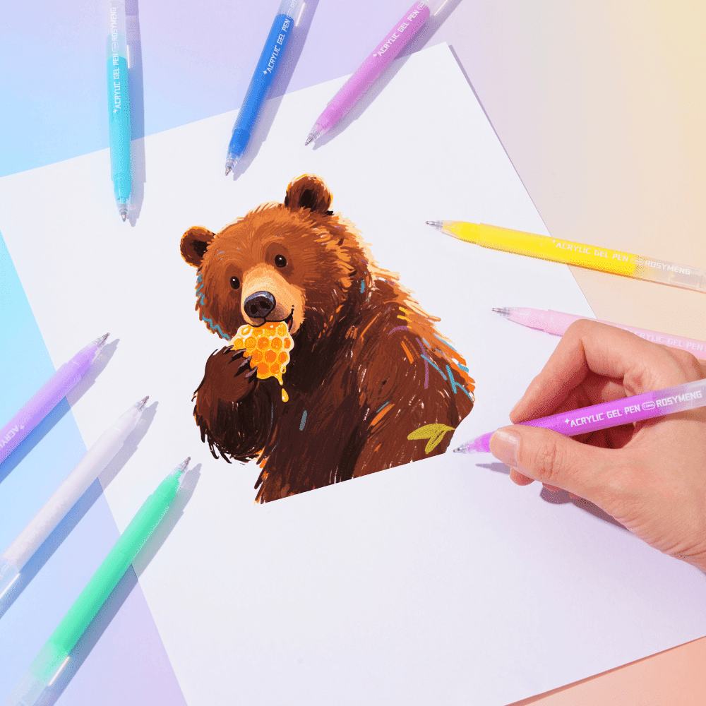 10 Colors Acrylic Gel Pens for Drawing, 1mm Fine Point Acrylic Ink Pen, Opaque Archival Bright Ink Pens for Black Paper Drawing