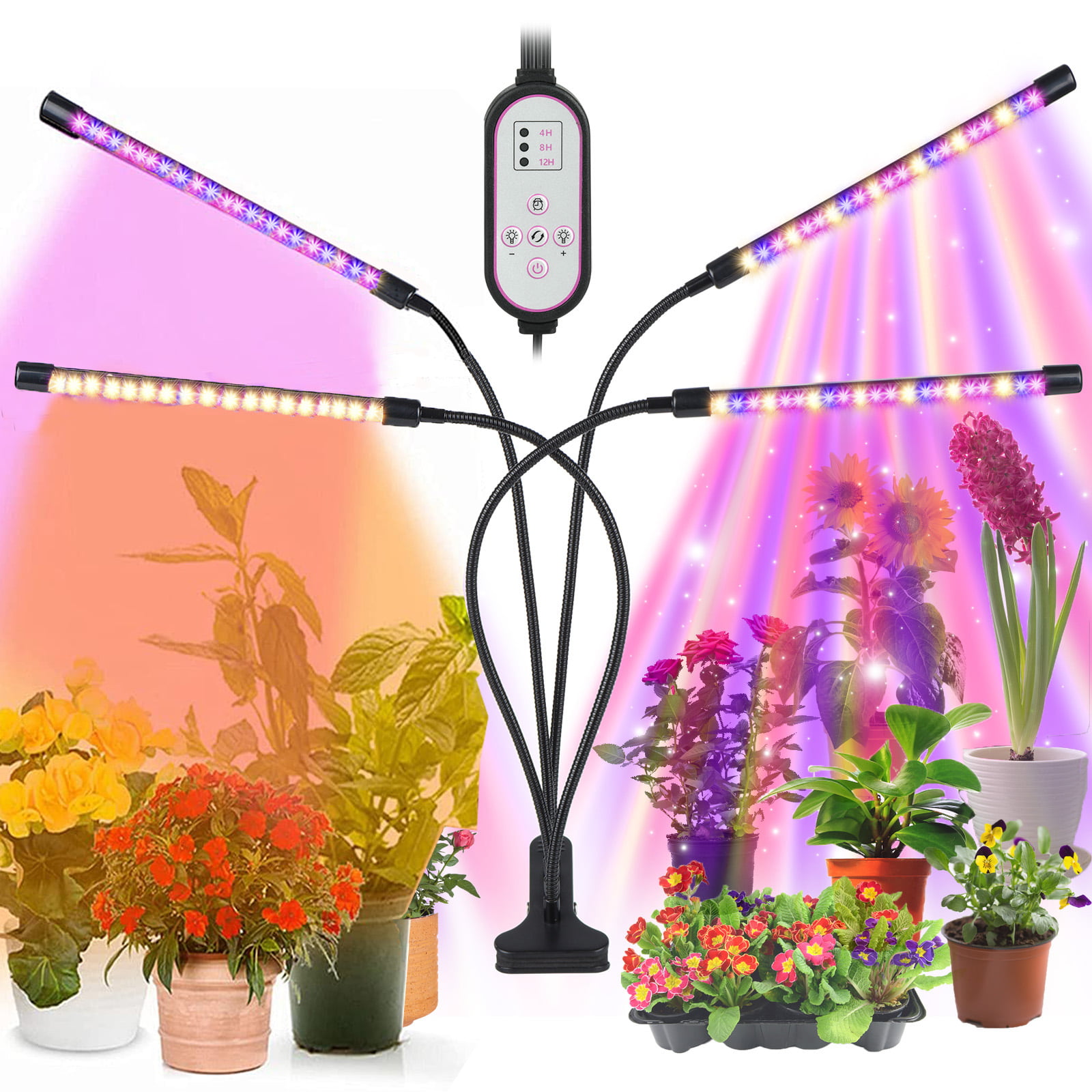 LED Grow Light Plant Growing Lamp Lights Indoor Plants Flower Hydroponics Timer 