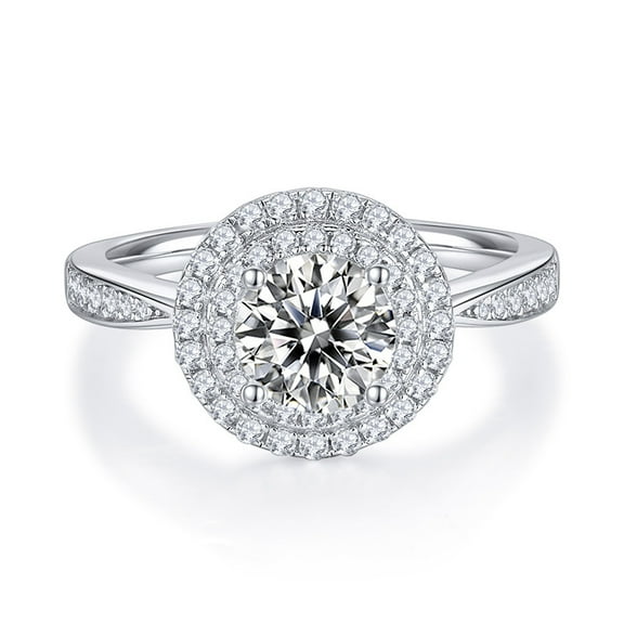 Moissanite Wedding Ring for Women 1 Carat Diamond Engagement Rings 18K White Gold Plated 925 Sterling Silver Moissanite Ring Lab Diamond Rings Womens Diamond Rings
