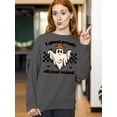 thumbnail image 3 of I Ghost People All Year Funny Halloween Skater Crewneck Sweatshirt, 2XL, Charcoal, 3 of 6
