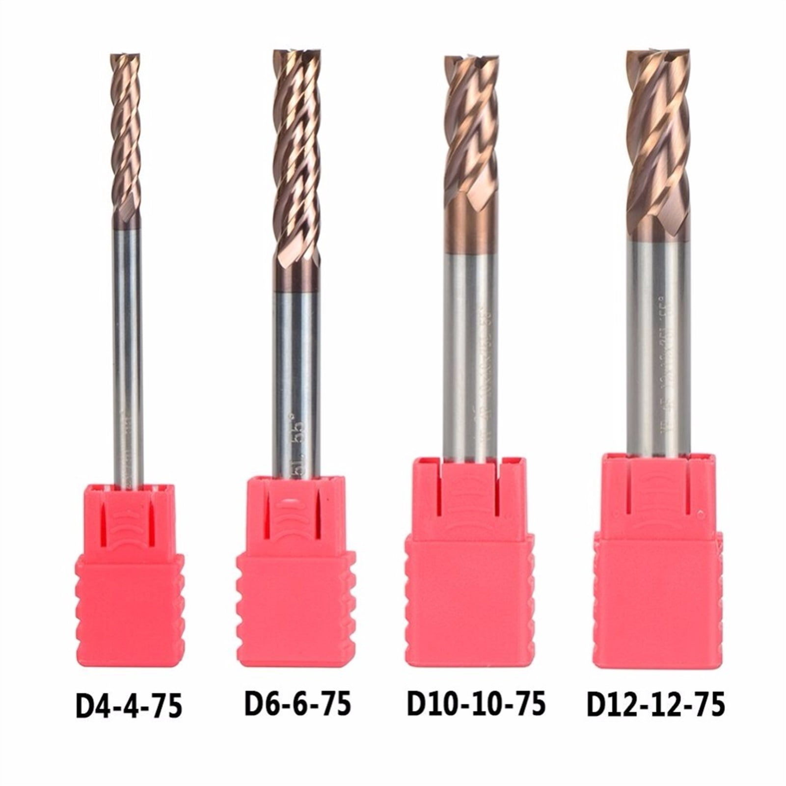 1pc Tungsten Steel End Mills 4 Flute Flattened Head HRC55 CNC Milling Carbide End Mills D4/6/10/12-75