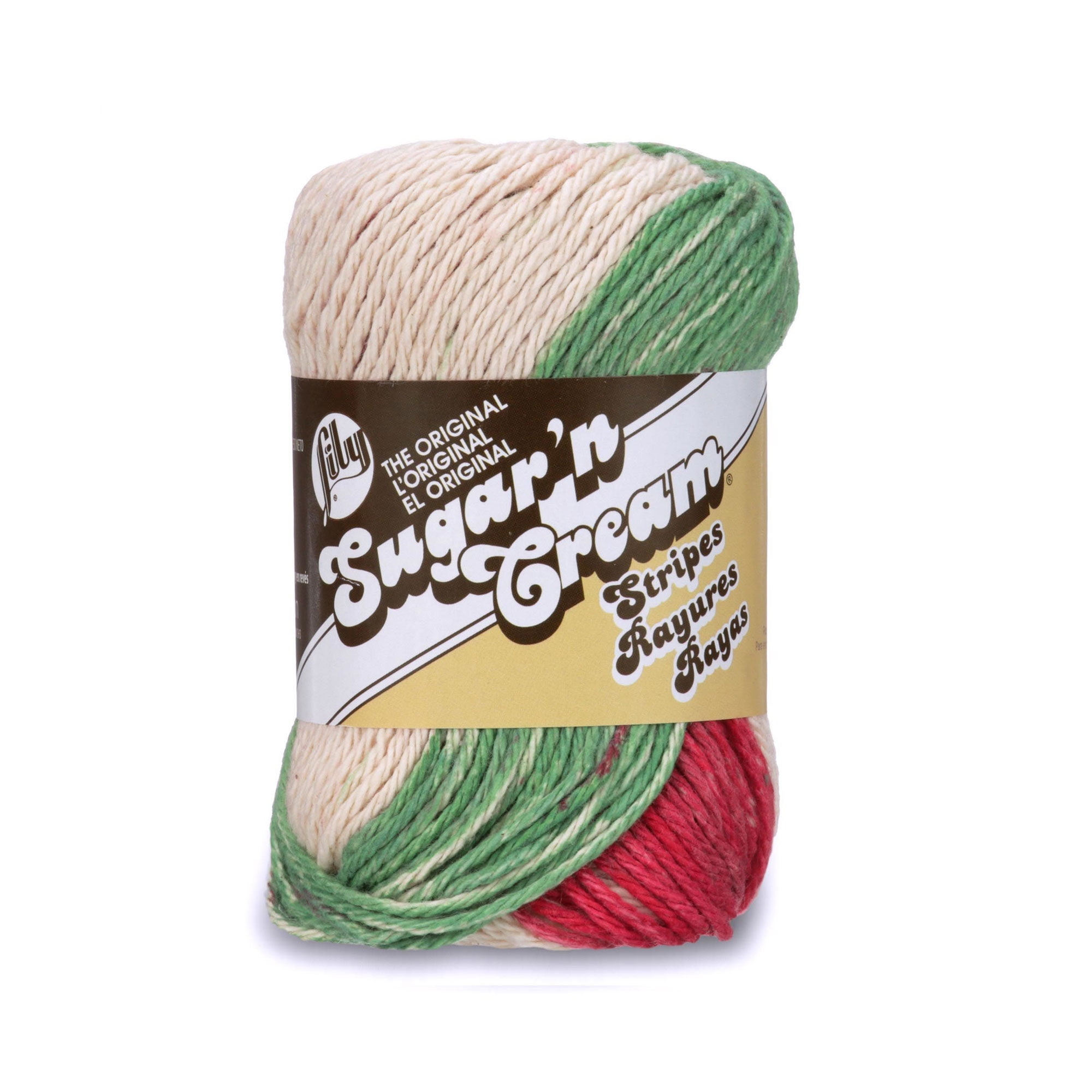 Lily Sugar’n Cream Cotton Stripes Yarn (57g/2 oz), Holiday Stripes
