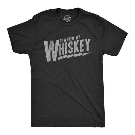Mens Powered By Whiskey T Shirt Funny Sarcastic Drinking Vintage Retro Graphic Tee Graphic Tees