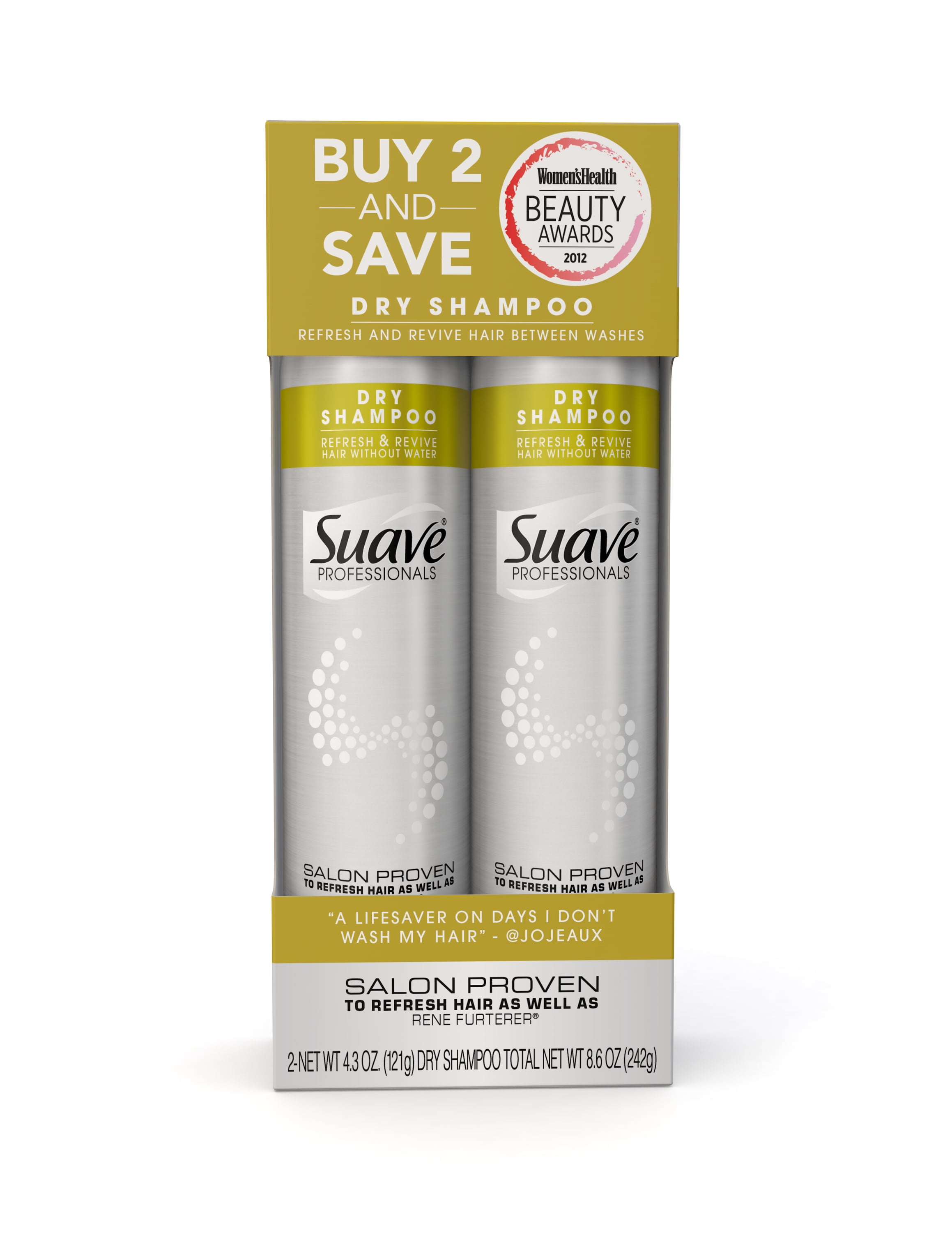 Suave Professionals Dry Shampoo Refresh and Revive 4.3 oz, Twin Pack