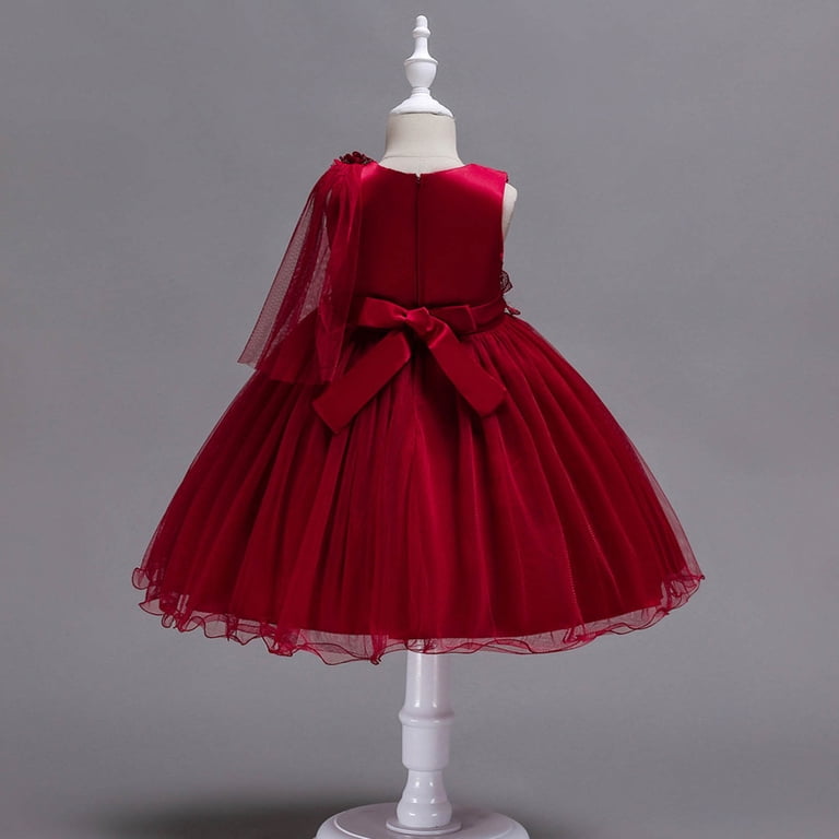 Odeerbi Tutu Tulle Dress For Toddler Girls Birthday Dresses Formal Dress  Net Yarn Embroidery Flowers Mesh Party Gown Long Dresses Burgundy -  Walmart.com