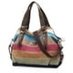 thumbnail image 1 of SNUG STAR - Bolso de mano de lona multicolor a rayas con enrejado cruzado para mujer, Multi Color-04, L, 1 of 5