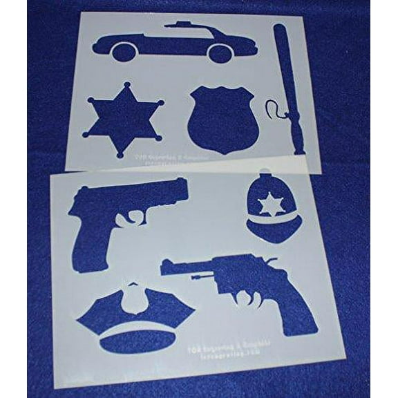 Police Department Stencils -Mylar 2 Pieces of 14 Mil 8" X 10"- Painting /Crafts/ Templates