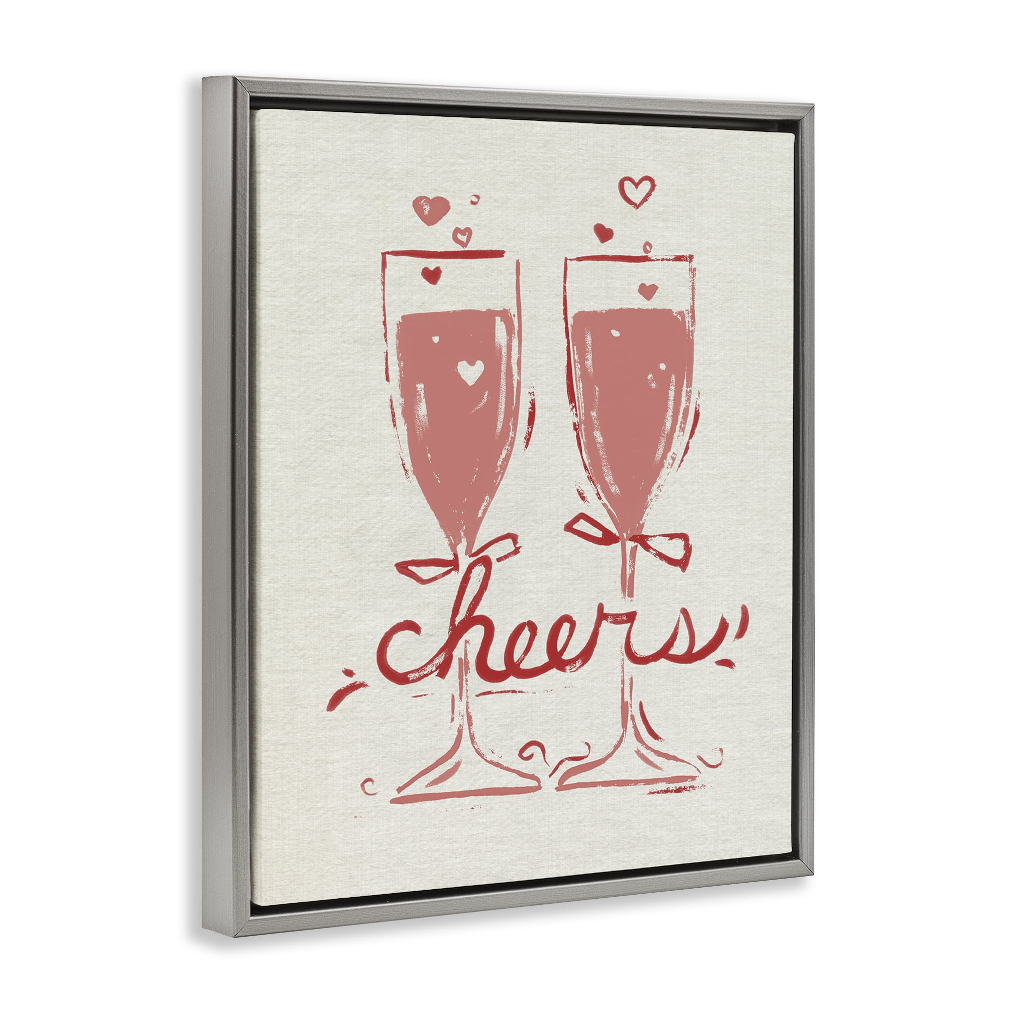 Stupell Industries Romantic Cheers To Love Gray Framed Floater Canvas Wall Art, design by June Erica Vess