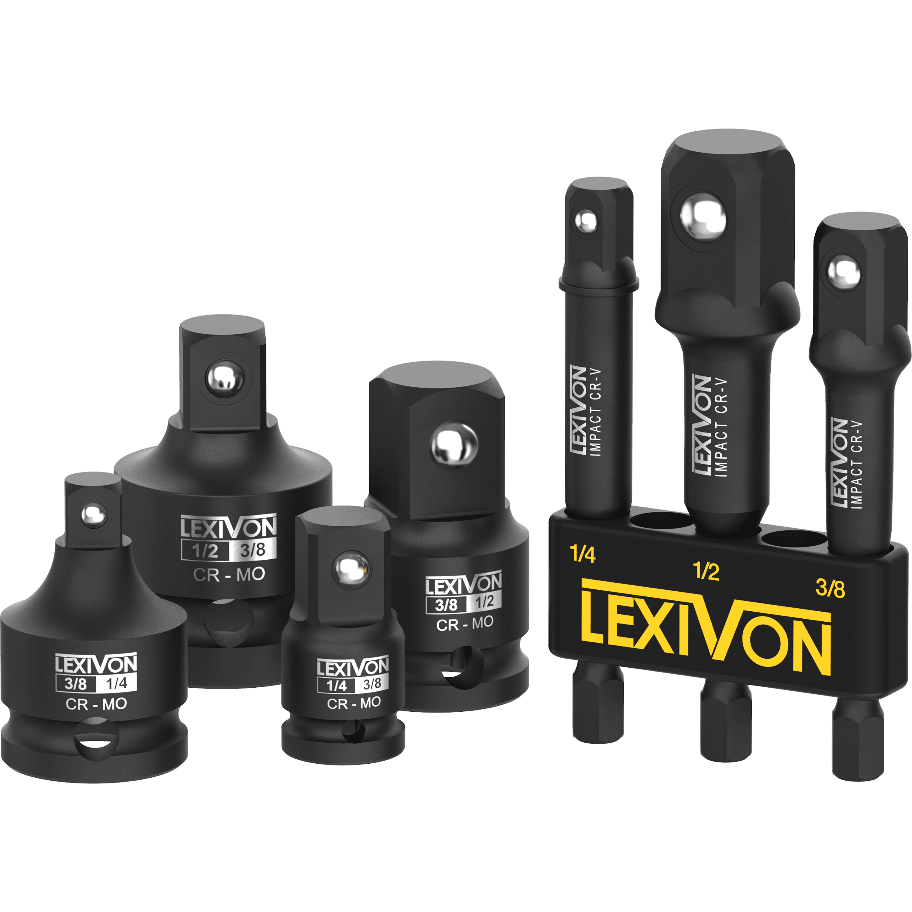 LEXIVON Impact Socket Adapter Combo Kit, 7piece Increaser, Reducer