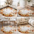 thumbnail image 4 of Round Rugs 4Ft, Fall Thanksgiving Round Area Rug Washable Indoor Throw Carpet, Farmhouse Pumpkin Maple Leaf Flower Wood Soft Non Slip Circle Rug for Kitchen Nursery Room Home Decor Aesthetic, 4 of 8