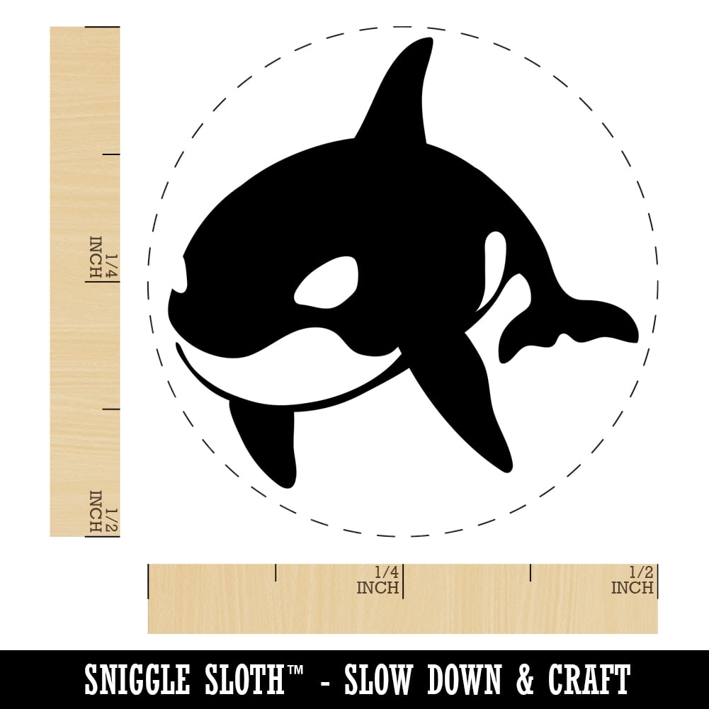 Orca Killer Whale Self-Inking Rubber Stamp Ink Stamper - Black Ink - Mini 1/2 Inch