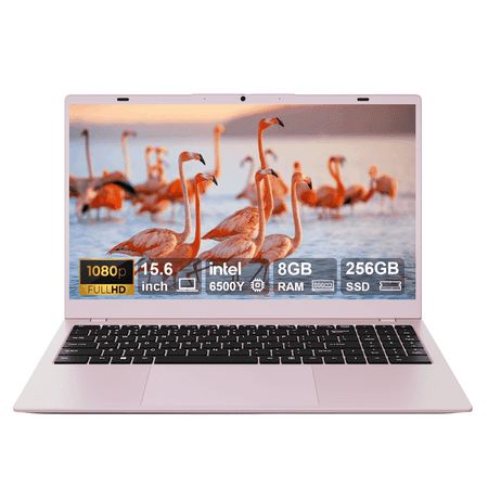 RNRUO 15.6" Pink Laptop Computer, 8GB RAM 256GB SSD, Intel Pentium Gold 6500Y with 2 Cores, up to 3.4GHz, FHD Display, Office 2024, WiFi5 BT5.0, PC Laptop for Business, Student, Office
