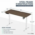 thumbnail image 2 of MotionGrey - 55 x 24 Inch Electric Motor Height Adjustable Standing Desk, Office Ergonomic Stand Up Desk, Adjustable Computer Sit Stand Desk Stand - White Frame Single Motor with Dark Brown Table Top, 2 of 8