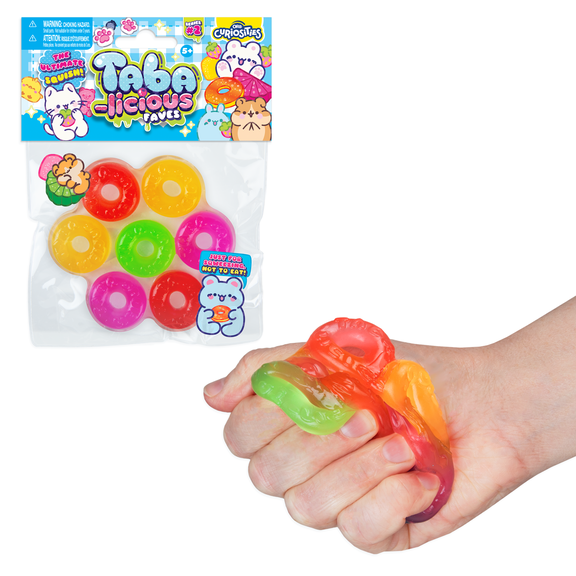 ORB Tabalicious Faves TABA Squishy Food Gummy Rings Candy Toy - Soft, Sticky Play Food TABA Squishies to Squish, Squeeze - Fun Stress Relief - Kawaii Sensory Fidget Toys and Gifts for Kids and Adults