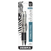 Zebra M/F 301 Stainless Steel Mechanical Pencil and Ballpoint Pen Set, Fine Point, 0.5mm HB Lead and 0.5mm Black Ink, 2-Count