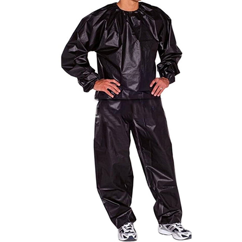 Heavy Duty Fitness Weight Loss Sweat Sauna Suit Exercise Gym Anti-Rip Black C4W9 