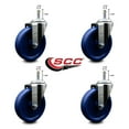 thumbnail image 2 of 5 Inch Solid Polyurethane Wheel Swivel 7/16 Inch Grip Ring Stem Caster Set SCC, 2 of 2