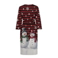 thumbnail image 4 of Yuyamidu Christmas Robes for Women Snowman Bathrobe Sleepwear Snowflake Mid-Length Night Robe Size M Red Black Stripes Long Sleeves Kimono Robe with Waist Belt, 4 of 7