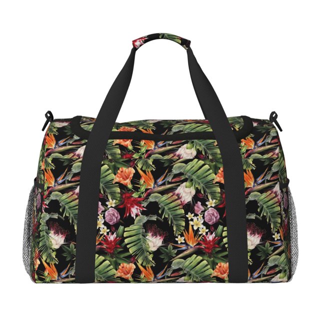 Easygdp Watercolor Tropical Flowers Bolsa de Gimnasio, Bolsa de Viaje Duffel, Bolsa de Fin de Semana con Compartimentos, Bolsa de Mano para Noche