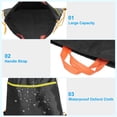 thumbnail image 3 of Uxcell Drawstring Backpack Bags Drawstring Gym Bag with W Zipper Side Pockets for Women Men Black, 3 of 5