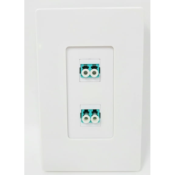 RiteAV - 2 Port LC Fiber 10GB Duplex Wall Plate - Screwless Decorative White
