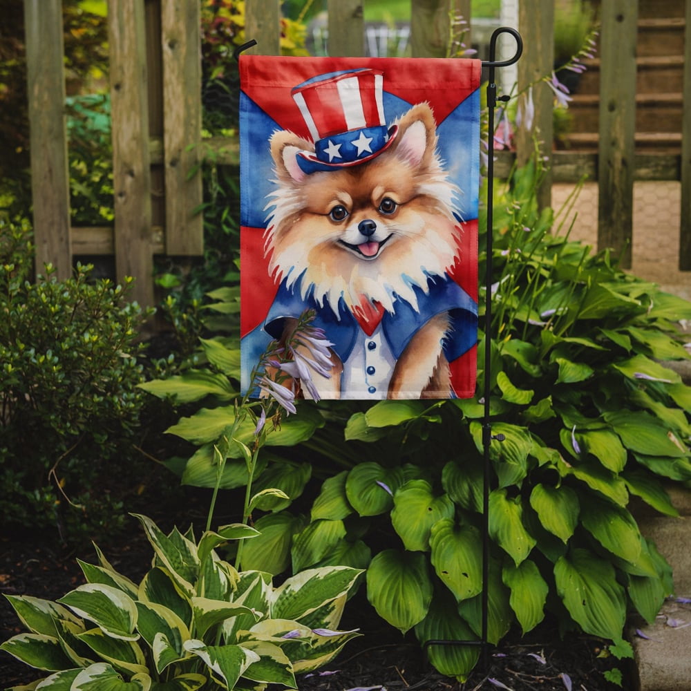 Pomeranian Patriotic Garden Flag 11.25 in x 15.5 in