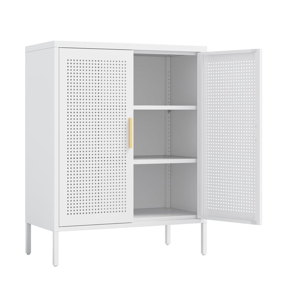 Metal File Cabinets, NO LOCK, Metal Storage Cabinet with 2 Doors and 2 Adjustable Shelves, Steel Storage Cabinet, Metal File Cabinet for Home Office School Gym, White, White Office File Cabinets