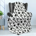 thumbnail image 4 of Old Hollywood Soft Flannel Fleece Throw Blanket, Cartoon Style Doodle Movie Cinema Elements and a Play Button, Cozy Plush for Indoor and Outdoor Use, 60" x 80", Black and White, by Ambesonne, 4 of 5