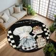 thumbnail image 3 of Chef Gnomes 5ft Round Rug, Rustic Black White Paid Dessert Cake Cook Non-Skid Rubber Backing Large Area Rugs - Living Room Bedroom Home Office, Indoor Floor Mat Carpets Washable Rug, 3 of 9