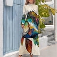 thumbnail image 4 of Colorful Fish Art Print Women's Long Dress Long Sleeves Dress Vintage Dresses Party Maxi Dress High Waist Dress, 4 of 4