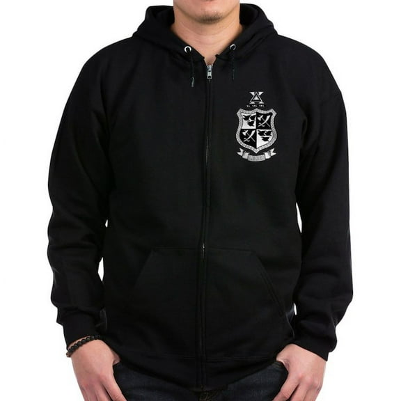 CafePress - Delta Chi Black And White Coat Of Arms Sweatshirt - Zip Hoodie, Classic Hooded Sweatshirt with Metal Zipper