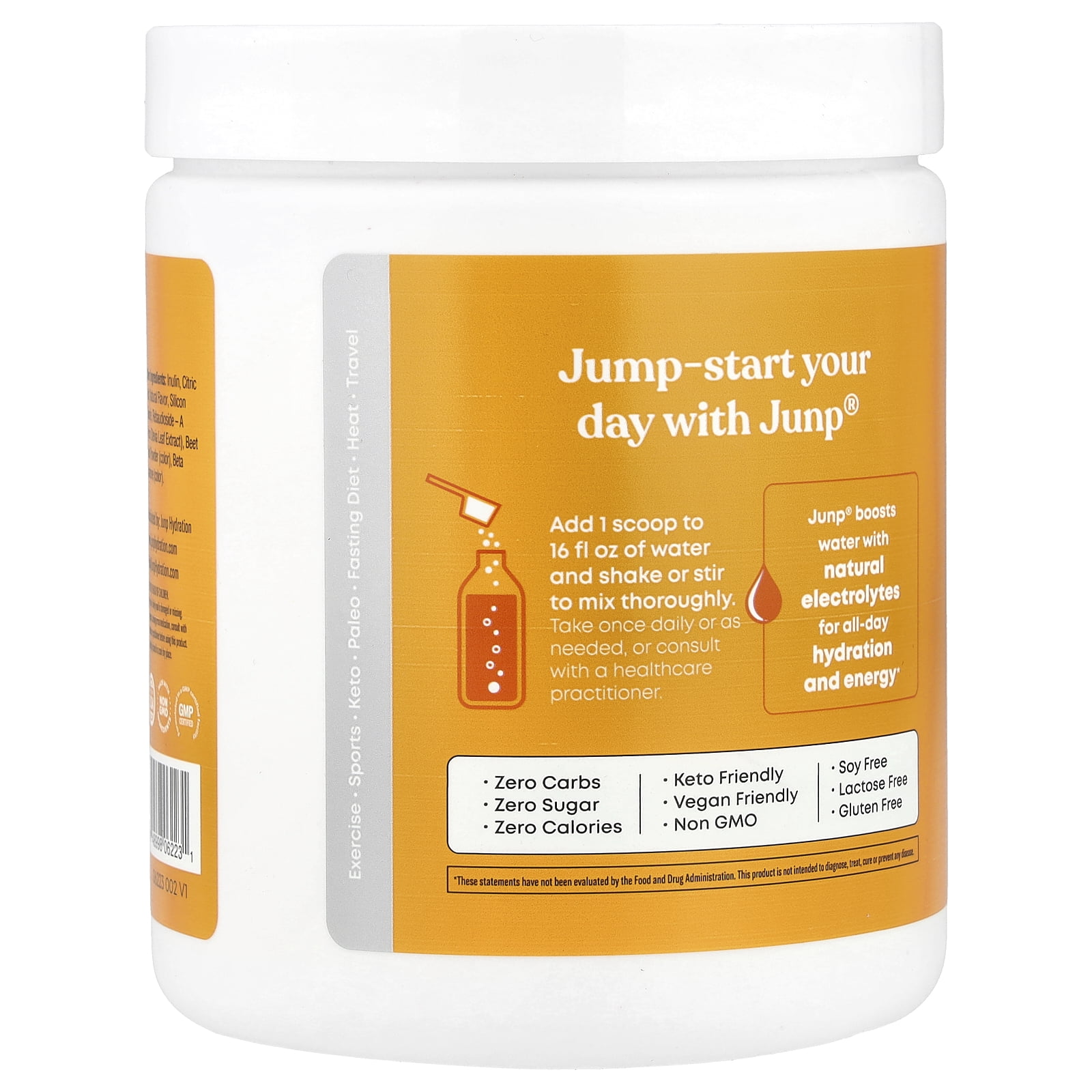 JUNP Hydration Electrolyte Powder Mix, Orange, 14.2 oz (405 g)