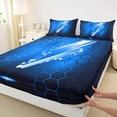 thumbnail image 3 of jejeloiu 3D Cartoon Lightning Queen Sheet Sets,Blue Honeycomb Hexagon Bed Set For Boy Teens 4 Pieces, 3 of 7