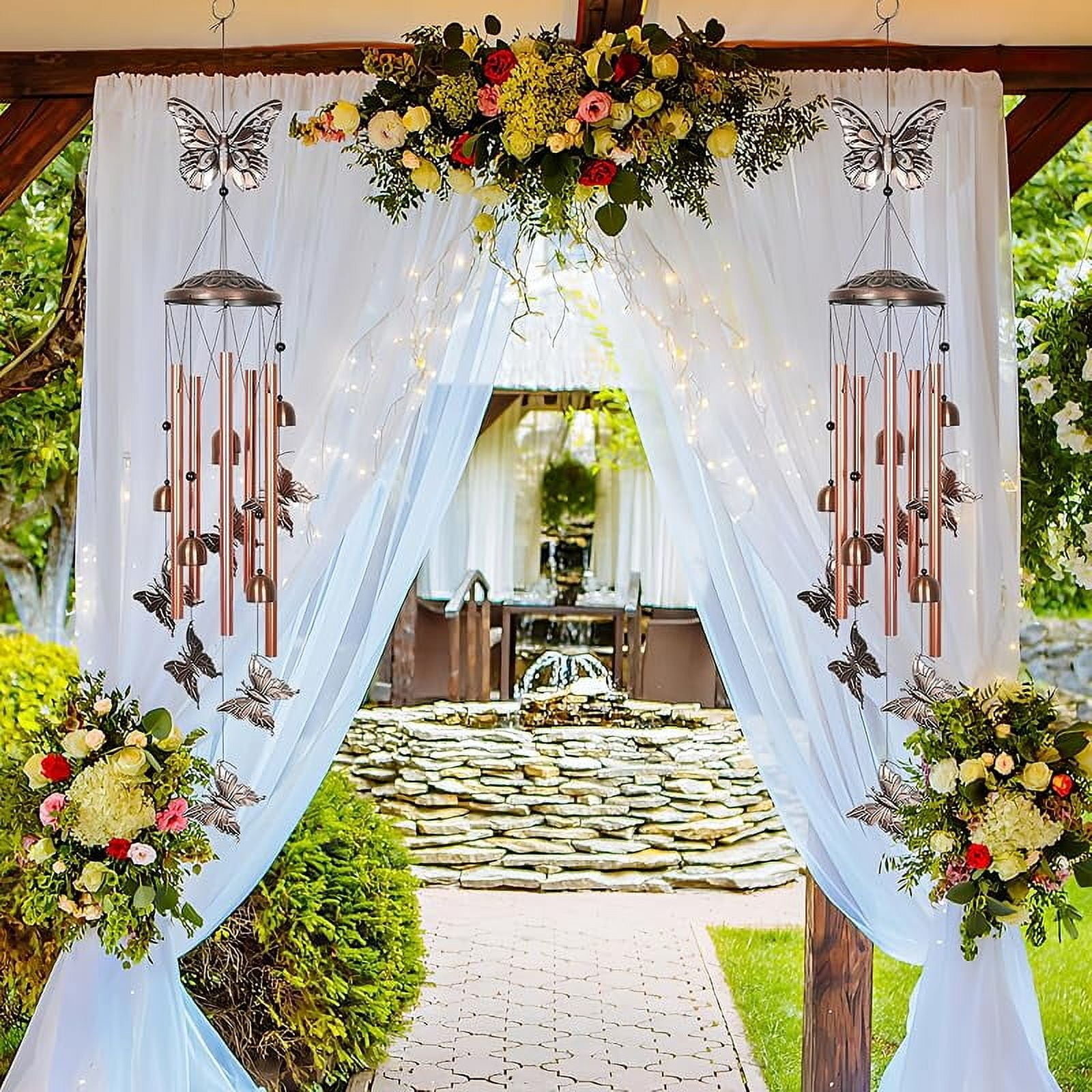 Butterfly Wind Chimes for Outside Clearance,26" Unique Garden Wind Chimes with 4 Aluminum Tubes for Grandma Mom Gifts Porch Window Balcony Hanging Decor