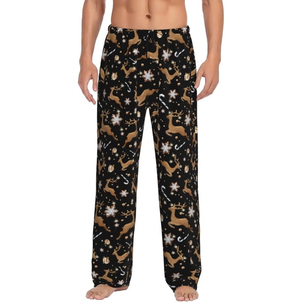 Fotbe Christmas Cookie Reindeer Pantalones de Pijama para Hombre, Pantalones de Dormir, Pantalones de Casa con Cintura Ajustable y Bolsillos-Medium