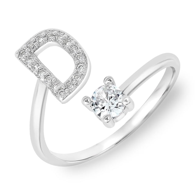 Anillo Ajustable Letra D Incial Plata Fina .925 Joyería