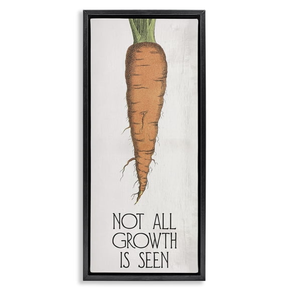 Stupell Industries Carrot & Inspiring Growth Food & Beverage Painting Black Floater Framed Canvas Art Print Wall Art, 11 x 25