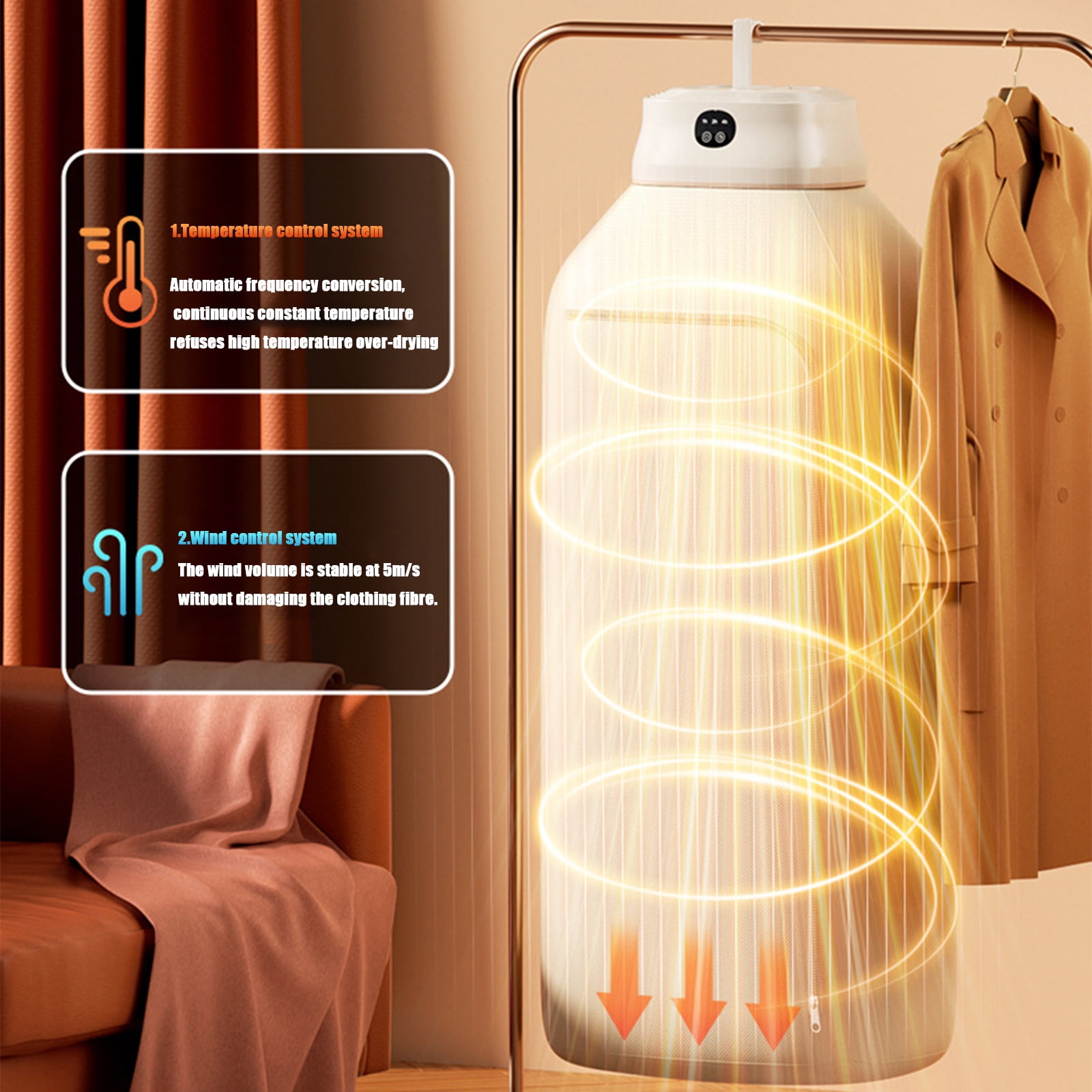 Portable Clothes Dryer, Mini Dryer, Compact Foldable Drying Machine with Adjustable Timer, PTC Heating, Energy-Saving, Efficient and Fast Drying, for Travel, RV, Home, Apartment