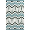 4 x 6 Domestic Energies Forest Green, Baby Blue and Ivory White Area Throw Rug
