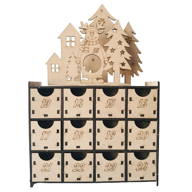 Calendario De Adviento De Navidad Con 25 Cajones Cuenta Regresiva De Chocolate Para Navidad Regalo De Navidad De Adviento De Madera Recargable Para Niños Noticed HA038928-00
