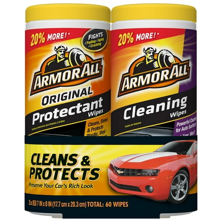 Armor All Original Protectant & Cleaning Wipes Two Pack (2 x 30 (Best Car Interior Vinyl Protectant)