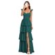 thumbnail image 1 of Vestido de dama de honor con tirantes finos, satén alpino escalonado, 1 of 7