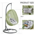 thumbnail image 4 of Hanging Egg Chair with Stand & Cushions, Outdoor and Indoor Hammock Rattan Swing Chair 350 lbs Capacity with Aluminum Steel Frame for Patio, Balcony, Backyard and Living Spaces (Green), 4 of 10