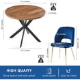 thumbnail image 6 of NORDICANA 3-Pieces 37-in Dining Table Set for 2 - Space Saving MDF Round Table with 2 Chairs Velvet Upholstered, 6 of 7