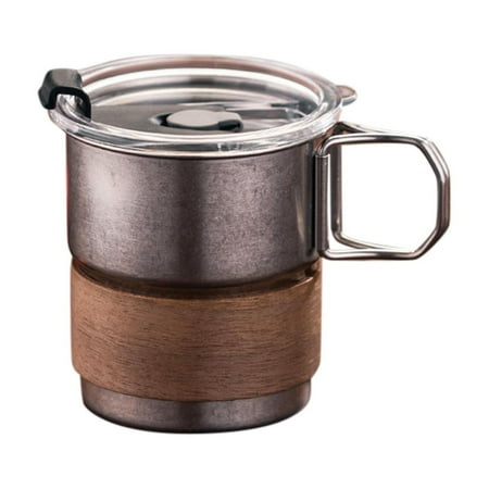 

With Lid Cup Sleeve Collapsible Coffee Cup 9.5 OZ 280ml Stainless Steel Foldable Handle Folding Camping Cup Leak Proof Portable Cup Travel Mug With Lids For Hiking Silver Vintage for Women Small Face