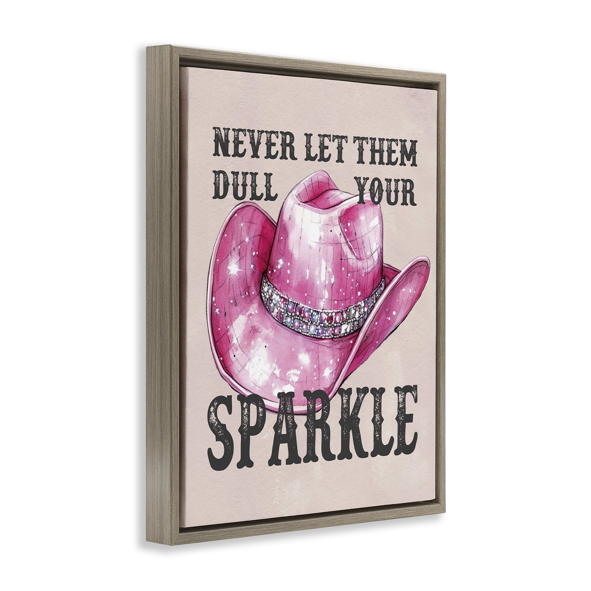 Stupell Industries Never Let Them Dull Your Sparkle Fashion Painting Brown Floater Framed Canvas Art Print Wall Art, 17 x 21