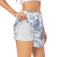thumbnail image 1 of Balery Rose Flowers Pantalones cortos deportivos para mujer con forro y dos bolsillos, elásticos, para entrenamiento, gimnasio, yoga-Large, 1 of 7