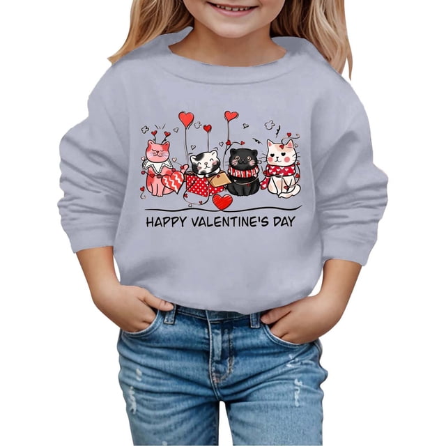 Chandail à Capuchon pour Enfants à Imprimé à la Mode pour la Saint-Valentin d'Automne et d'Hiver